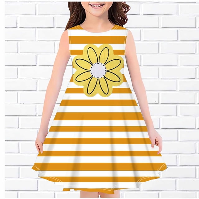 LOVZFMLL Robe d'Été Sans Manches à Col Rond Imprimée pour Filles