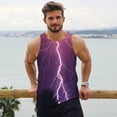 thumbnail image 6 of Zufioo Thunderstorm Violet Purple Print Men's Vest, Sleeveless Quick-drying Muscle T-shirt, Suitable for Sports Fitness, Home Leisure Wear-4X-Large, 6 of 7