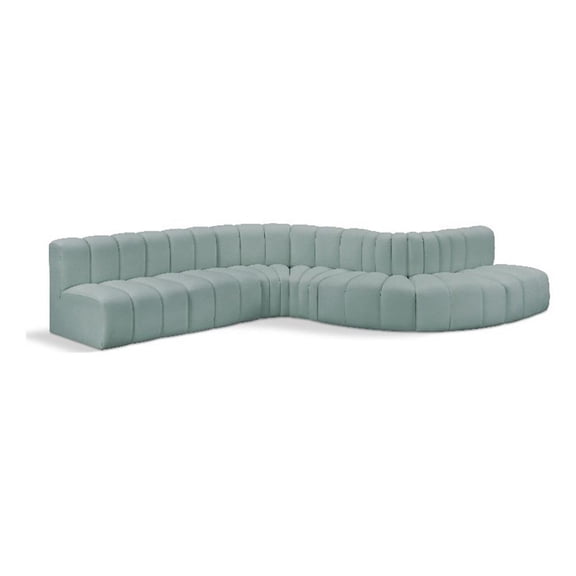Meridian Furniture Arc Mint Green Vegan Leather Modular Sectional