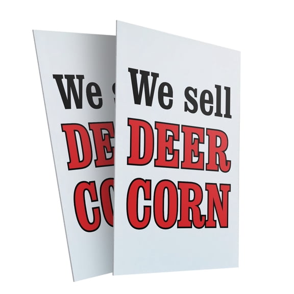 We Sell Deer Corn (2-Pack) 24 Inch x 36 Inch Plastic Signs | Sign Insert 4mm Corrugated Plastic Signs Storefront Window Poster | Hunting Supplies, Outdoor Products, Professional Display