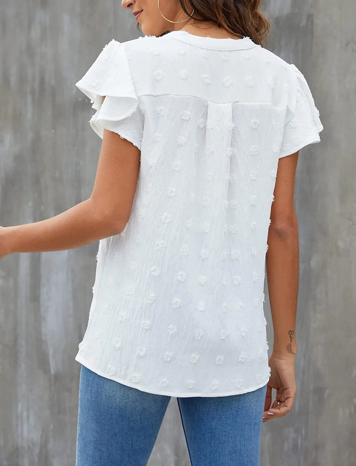 Fantaslook Blouses for Women Dressy V Neck Ruffle Sleeve Summer