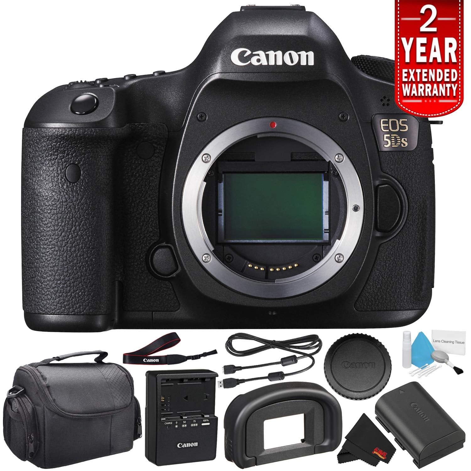 Canon EOS 5DS Digital SLR Camera 0581C002 (Body Only) - Starter Bundle (Intl Model) with 2 Year Seller Warranty(International Model)