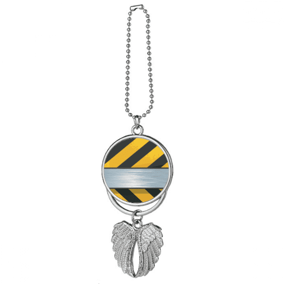 Logo Black And Yellow Strips Silver Wing Car Pendant Decoration