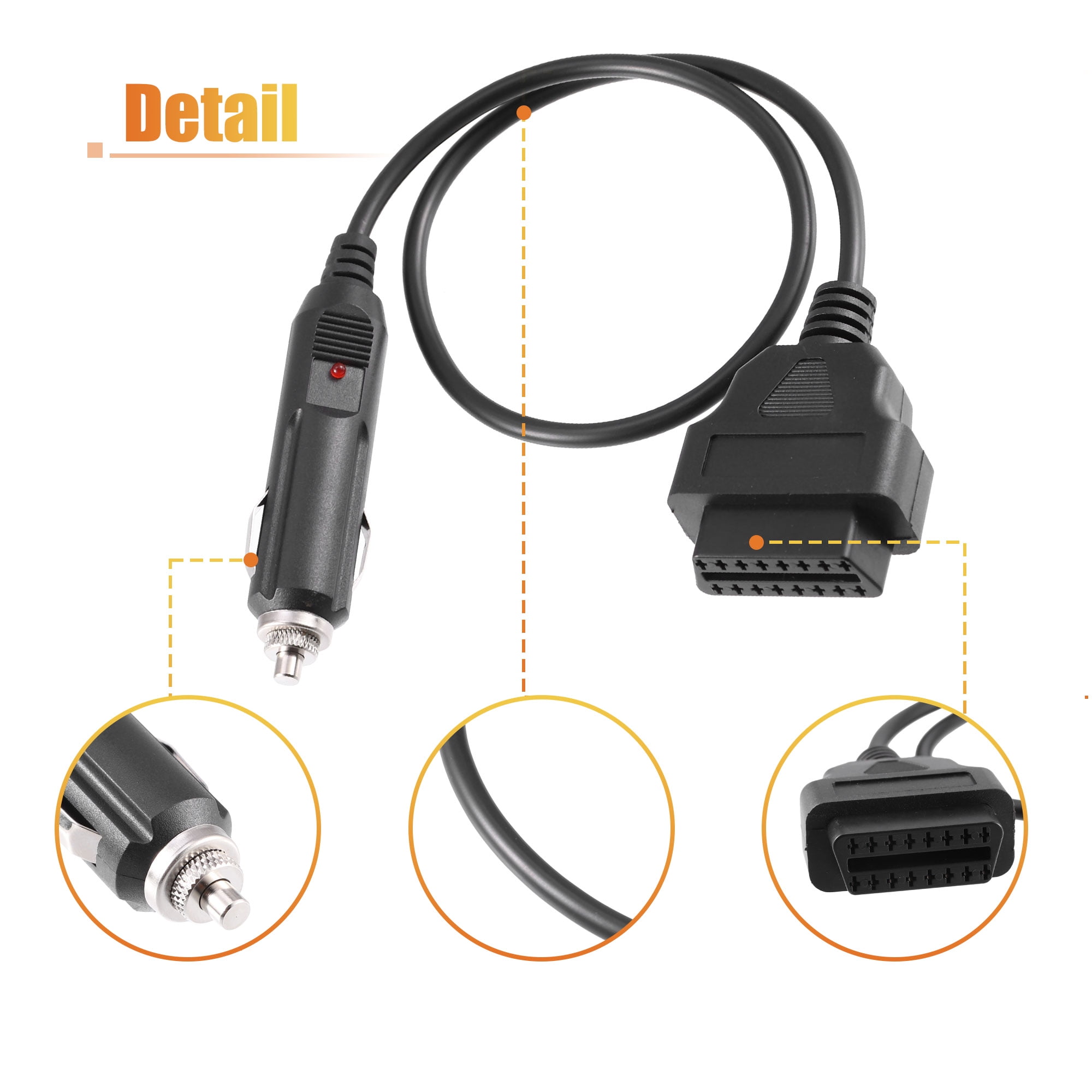 obd to cigarette lighter Unique Bargains OBD2 Male to Cigarette Lighter Memory Saver Power Supply  Cable Diagnostic Tool Adapter Cable