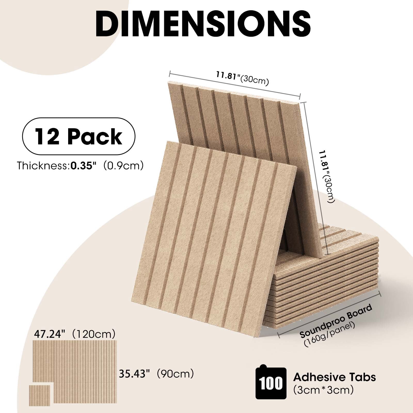 MYMULIKE 12PCS Vision Board - Cork Board for Walls, 48" x 36"  Cork Board Tiles, Felt Bulletin Board, Large Corkboard, Cork Panel for Office, Felt Wall Panels, Cork Panels, Corkboard Roll-Dark Camel