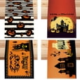 thumbnail image 2 of Camino de mesa de Halloween con decoración de mansión embrujada, decoración de mesa de comedor de Halloween de color naranja espeluznante, 4 piezas, 2 of 5