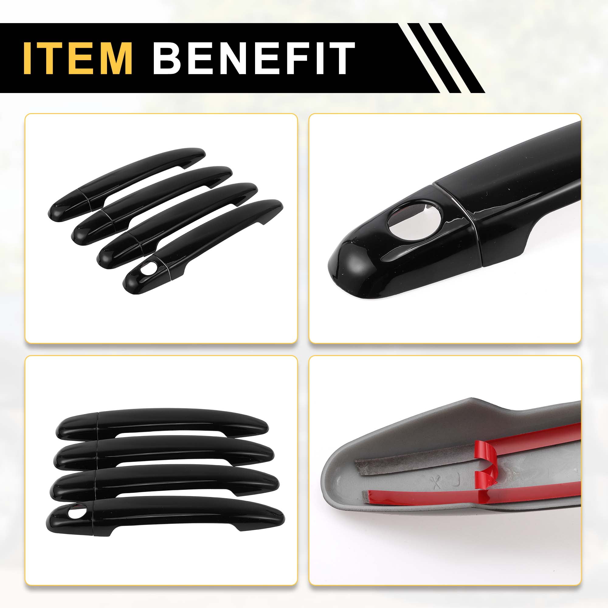 Unique Bargains 4pcs Exterior Door Handle Cover for Toyota 4Runner 2003-2010 Black