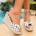 thumbnail image 2 of Rokment Bow Polka Dot Platform Wedge Dress Slip on Sandals for Women Bride Wedding Vintage Casual Leather Espadrilles Extra Chunky High Heels Slides Dressy Slippers Summer White Size 6, 2 of 6