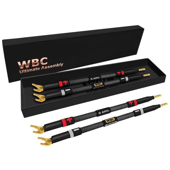 WORLDS BEST CABLES 4 Units - 6 Inch Ultimate - 8 AWG - Ultra-Pure OFC - Premium Audiophile HiFi Speaker Jumper Cables with Eminen
