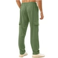 thumbnail image 4 of Dagegui Cargo Sweatpants for Men Cotton Multi-Pockets Running Athletic Pants Elastic Waist Open Bottom Pant Loose Straight-Fit Sweatpant Trousers Green 2XL, 4 of 9