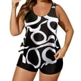 thumbnail image 5 of Qingpeng Women's Plus Size Swimdress Print 2 Pieces Tankini Swimsuits Womens Stripe Bathing Suits Swim Top Shorts, 5 of 6