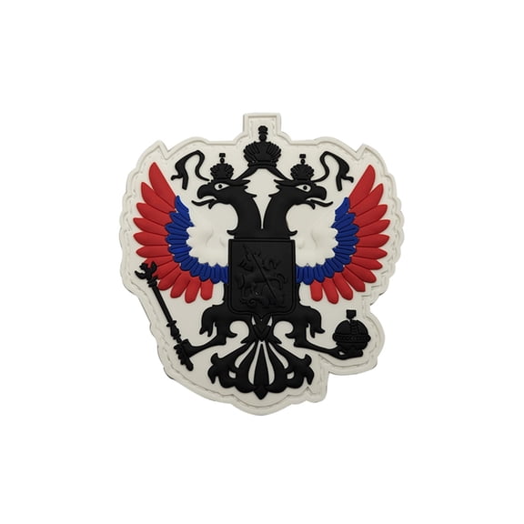 Uijokdef 1 PCS PVC Russian Double Headed Eagle Patch(White)