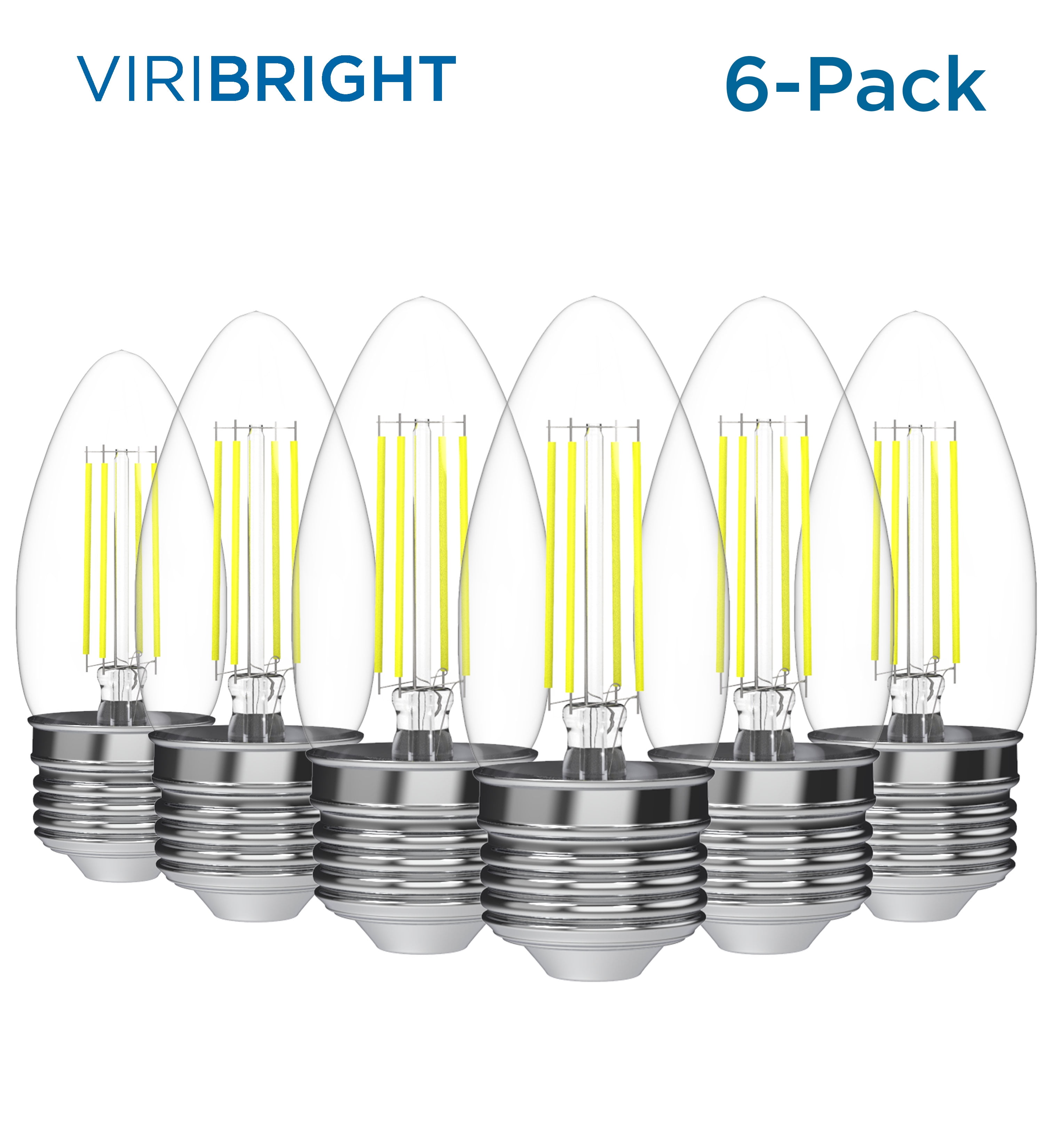 Viribright 35W Equivalent LED Light Bulb, E26 Medium Base, 2700K Warm White, 90+ CRI, dimmable (6-Pack)