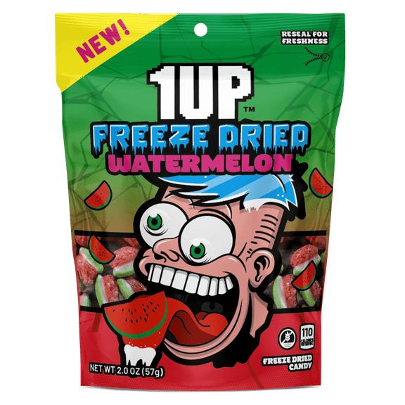 1UP Freeze Dried Watermelon Candy, 2.0 oz Resealable Bag