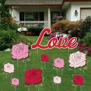 Victory Store Red Floral Yard Decoration, 13 Pieces, Corrugated Plastic, Waterproof