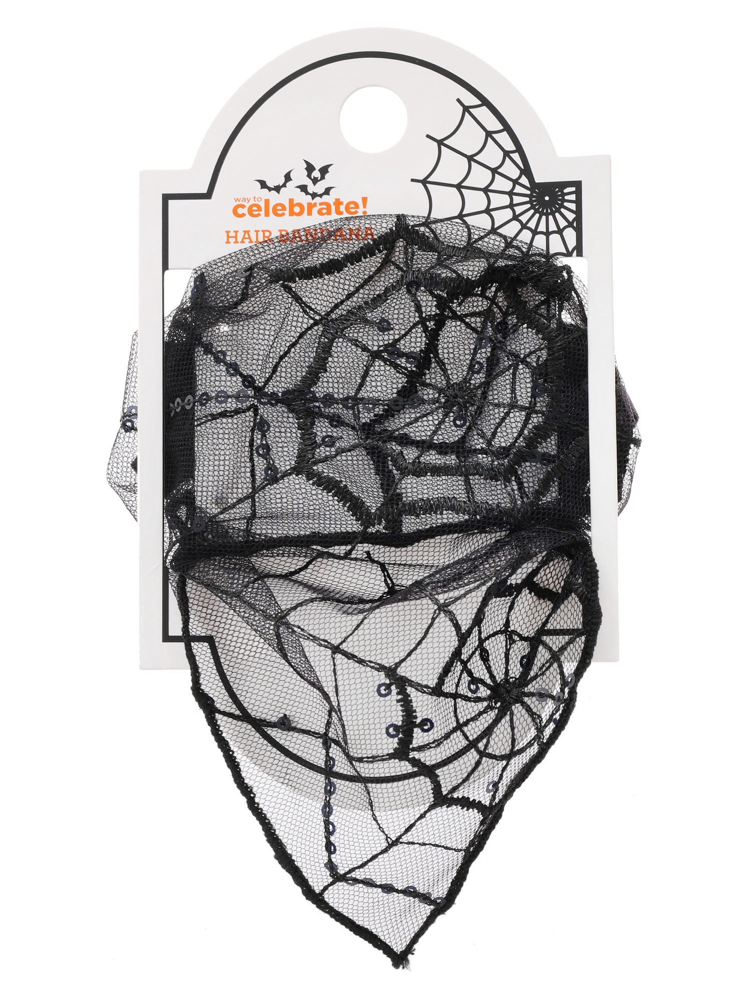 Way To Celebrate Halloween Women's Spiderweb Lace Hair Bandana, Black