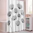 thumbnail image 5 of Shower Curtain Spring Black Dandelion Shower Curtains for Bathroom Decor, Waterproof Polyester Shower Curtain Set with Hooks, Small Stall Size 36" x 72" White, 5 of 9