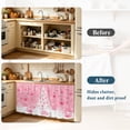 thumbnail image 4 of Pink Christmas Balls Small Sink Skirt 10"Wx11"L, Dustproof Under Sink Curtain with Self Adhesive Tape, Xmas Tree Snowflake Cabinet Curtain Cover for Bathroom Vanity, Kitchen Storage Shelf, RV, 4 of 9