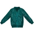 thumbnail image 5 of XUNKUSGA Sequin Jacket 2-10 Years Fashion Full Zip Jacket for Toddler Casual Long Sleeved Front Zipper Bomber Jacket for Kid Cute Soild Color Kids Jacket with Pockets Green, 5 of 6