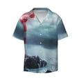 thumbnail image 4 of Uemuo Lighthouse in a Stormy Sea Pattern Cotton Linen Short Sleeve Shirts,Casual Lightweight Button Down Shirts,Vacation Beach Summer Tops-X-Large, 4 of 7