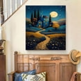 thumbnail image 6 of FLASHLUMI 8x12 Inch Vintage Starry Night Blue House Van Gogh Style Oil Painting Canvas Wall Art, Whimsical Fantasy Home Decor for Living Room Bedroom, 6 of 10