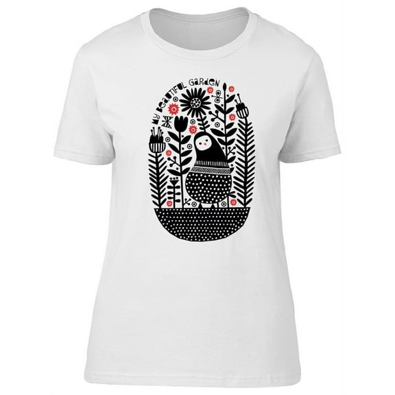 Cute Bird In The Floral Garden T-Shirt Women -Image by Shutterstock, Female Medium
