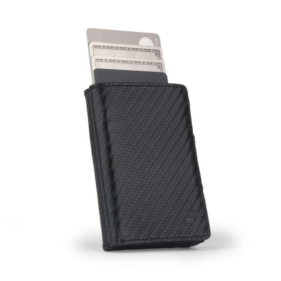 DONBOLSO Carbon Slim Wallet - RFID Protected Leather Purse for 10 Cards, Men & Women, No Coin Pocket