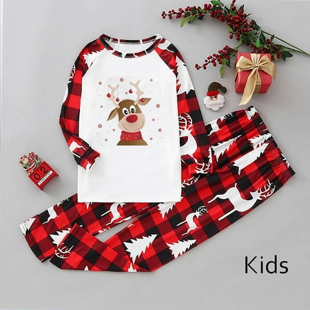 

Christmas Parent-child Set Plaid Print HomeWear Pajamas Two-piece Child Set womens christmas pajamas