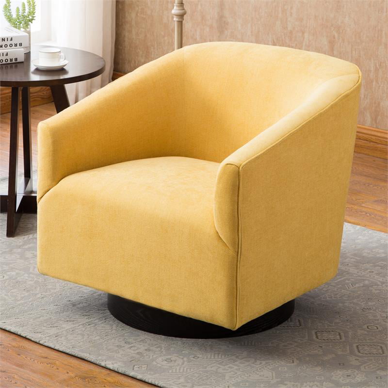 Geneva Goldenrod Yellow Fabric Wood Base Swivel Chair Walmart Com Walmart Com