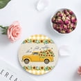 thumbnail image 4 of ZHANZZK Summer Farm Truck and Sunflower Retro Plaid Texture Set of 8 Round Coaster for Drinks, Absorbent Ceramic Stone Coasters Cup Mat with Cork Base for Home Kitchen Room Coffee Table Bar Decor, 4 of 6