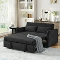 thumbnail image 2 of Lunale Convertible Futon Sofa Bed for Living Room, Modern Upholstered Loveseat Sleeper in Black, 2 of 9