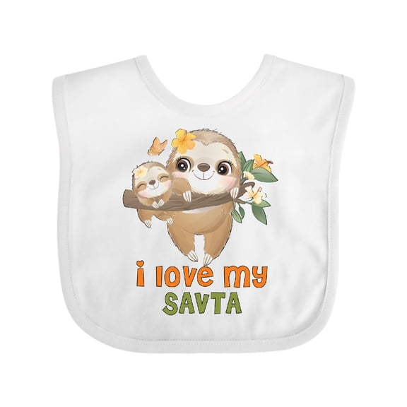 Inktastic Sloth I Love My Savta Boys or Girls Baby Bib