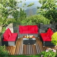 thumbnail image 3 of Patiojoy 7-Piece Patio PE Rattan Sectional Sofa Furniture Set Wicker Sofa Conversation Set Red, 3 of 5