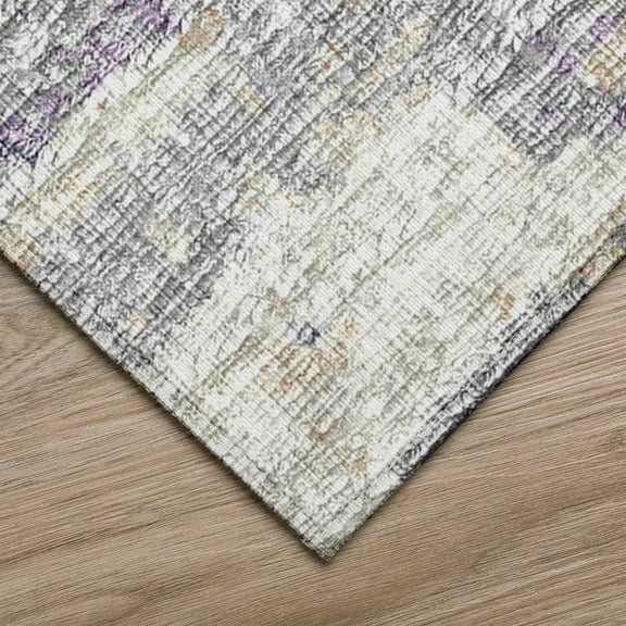 Addison Rugs Indoor/ Outdoor Accord Modern Waves Washable Rug New 3' x 5' - Purple Mauve Silver