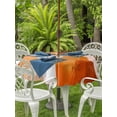 thumbnail image 2 of Outdoor Tablecloth with Umbrella Hole and Zipper, Burnt Orange Geometric Round Table Cloth 60 Inch Waterproof Tablecloth, Watercolor Ombre Modern Abstract Art Picnic Table Cover for Patio Camping, 2 of 7