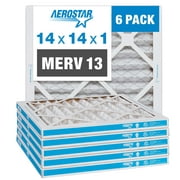 Aerostar 14x14x1 MERV 13 Pleated Air Filter, AC Furnace Air Filter, 6 Pack