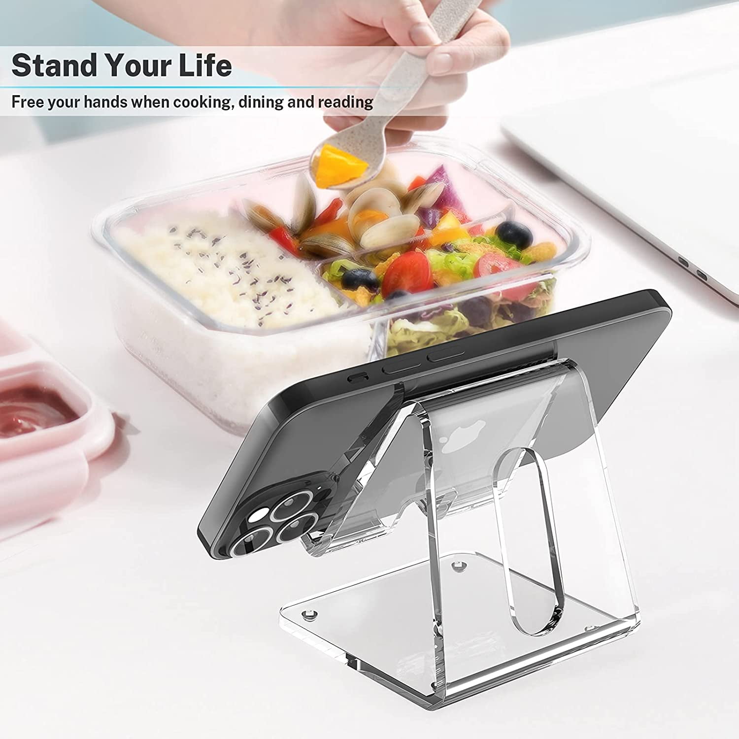 Acrylic Cell Phone Stand, Portable Clear Phone Stand for Desk, Compatible with Phone16 15 14 13 Pro Max Mini 12 11 Plus SE, Switch, Android Smartphone, Pad, Tablet, Desk Accessories