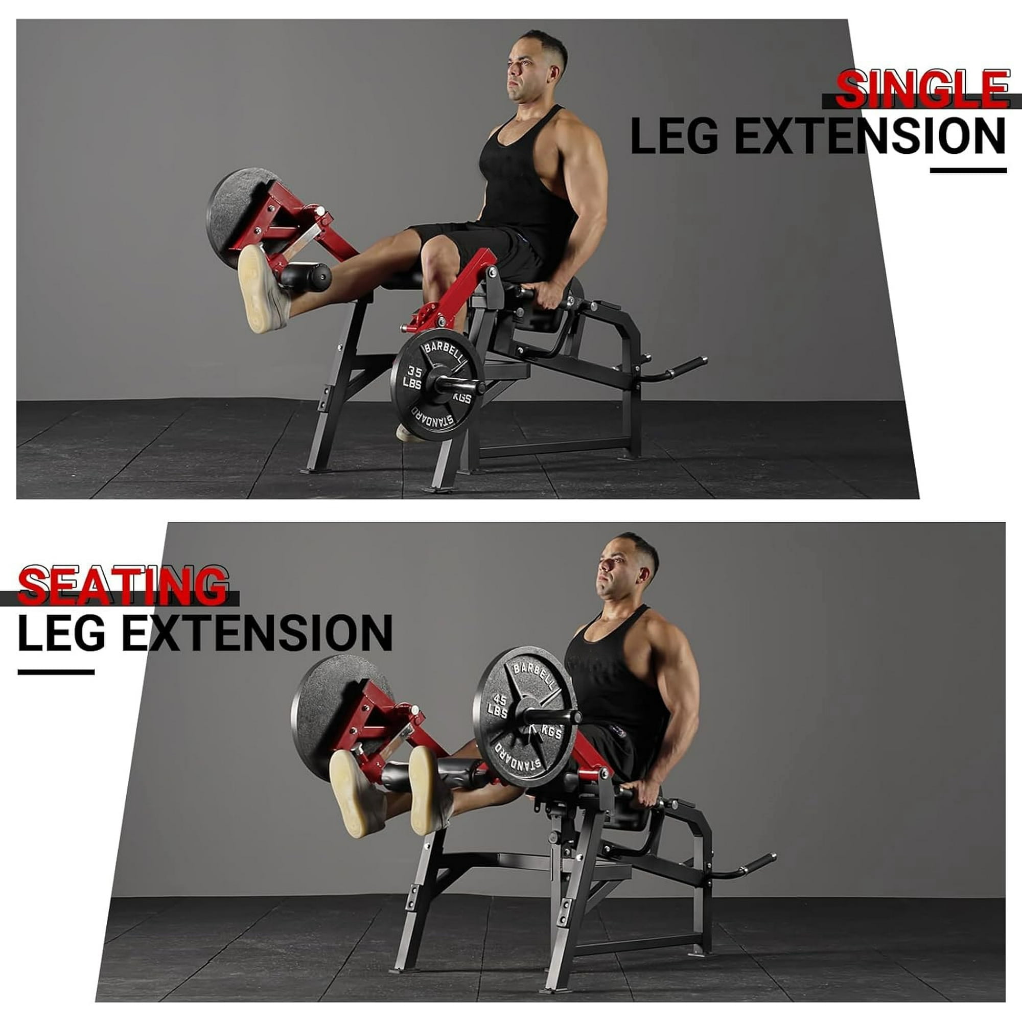 Syedee Leg Extension and Curl Machine, Single Leg Extension, Lying Leg Curl, Standing Leg Curl, Adjustable Leg Exercise Bench with 230LBS Weight Plates