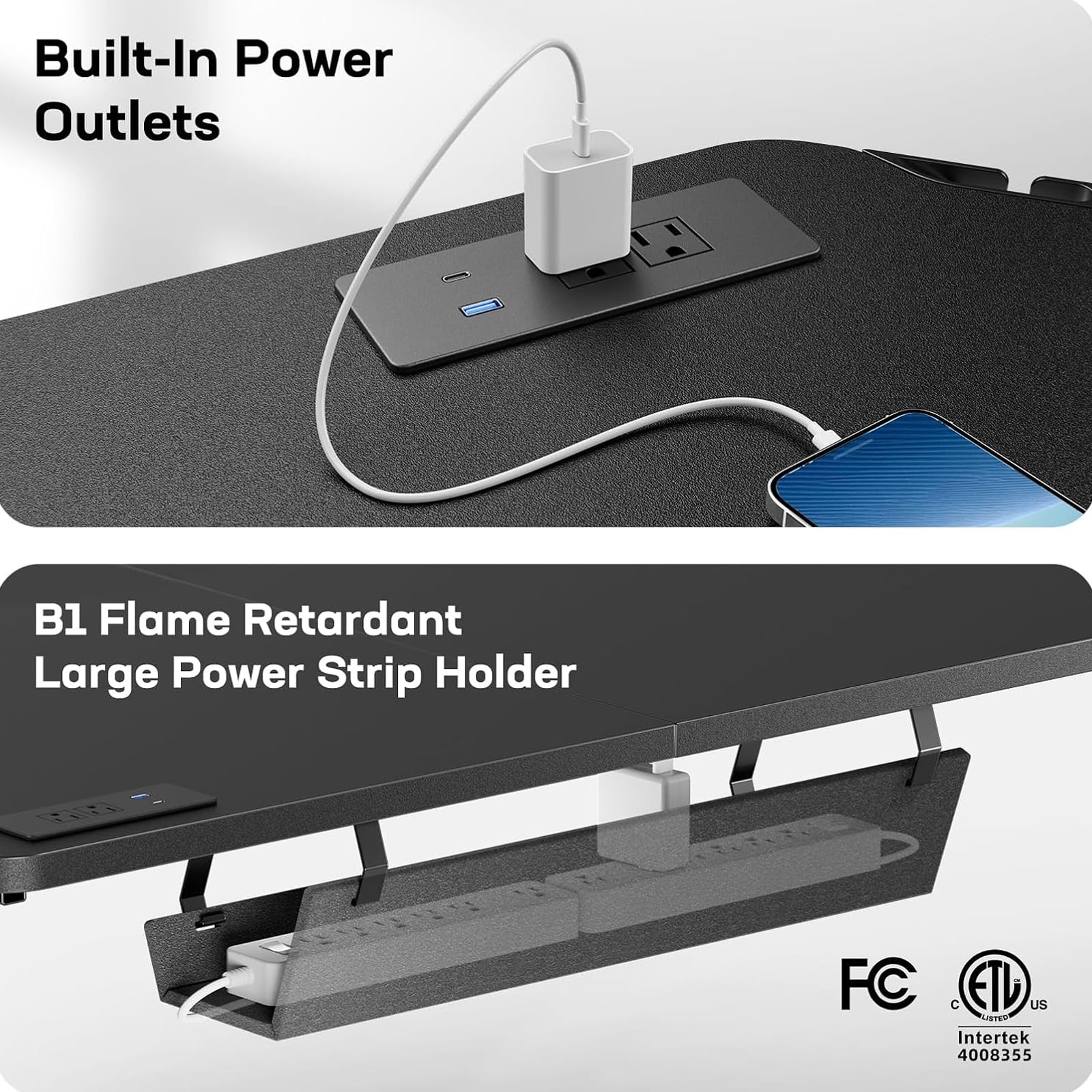 Kyspho 63″ L-Shaped Electric Standing Desk with Built-in Power Outlets & 3 Memory Presets, Large Corner Computer Desk with Cable Management, Black