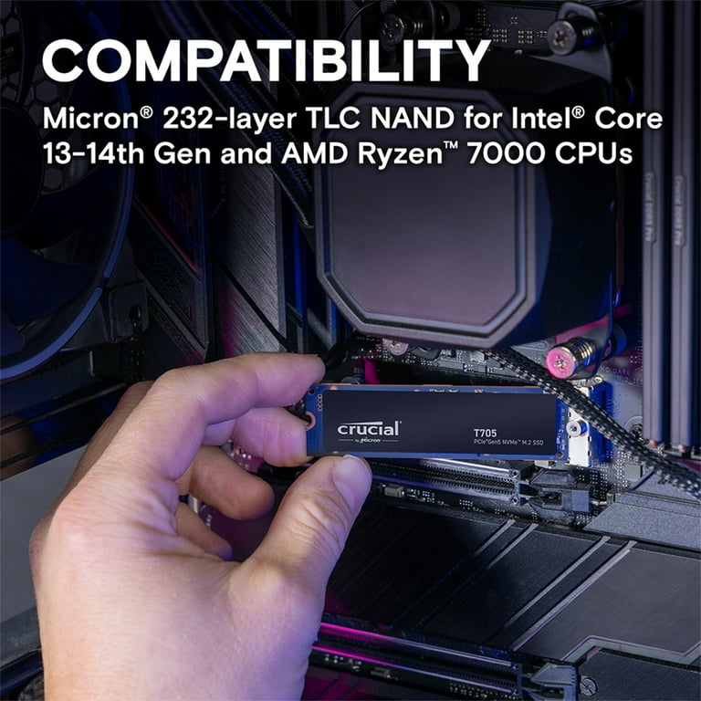 Crucial T705 4TB PCIe Gen5 NVMe M.2 SSD - 14,100 MB/s Speed, Game