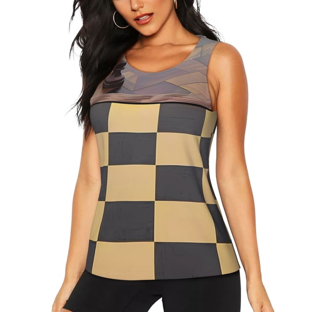 Balery Chess Board With Pawns Camiseta sin mangas estampada ligera para mujer, tops de entrenamiento sin mangas, camisetas de yoga transpirables de secado rápido.-Small