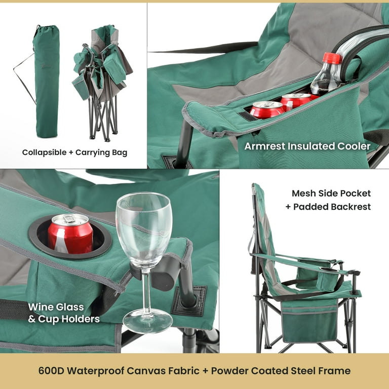 ARROWHEAD OUTDOOR XXL Folding Padded Camping Chair, Green