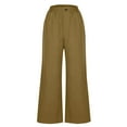 thumbnail image 5 of USNSM Women's Summer Cotton Linen Palazzo Pants Casual Loose Wide Leg Pants Boho Beach Pants Trousers with Pockets Khaki XL, 5 of 8