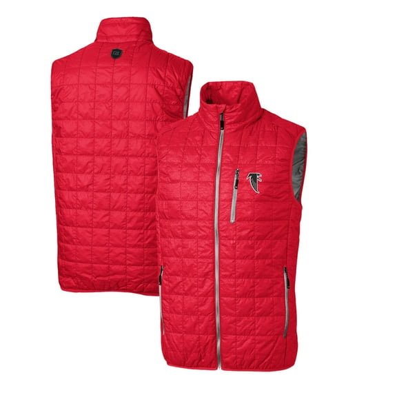 Men's Cutter & Buck Red Atlanta Falcons Throwback Logo Rainier PrimaLoft Eco Insulated Full-Zip Puffer Vest