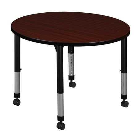 UPC: 0192357035344 | Regency 42 in. Kee Round Height Adjustable Mobile Classroom Table  Mahogany