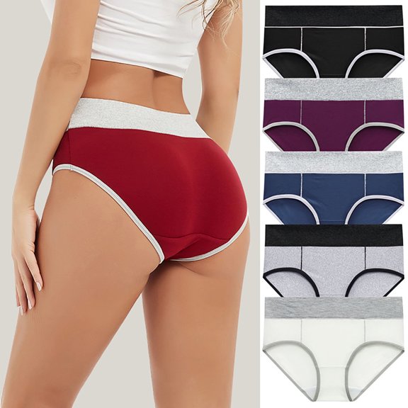 OSFVNOXV 5 Pack Plus Size Cotton Briefs for Women Seamless Panties Soft Breathable Anti-Chafing Butt-Lifting Underwear M-5XL