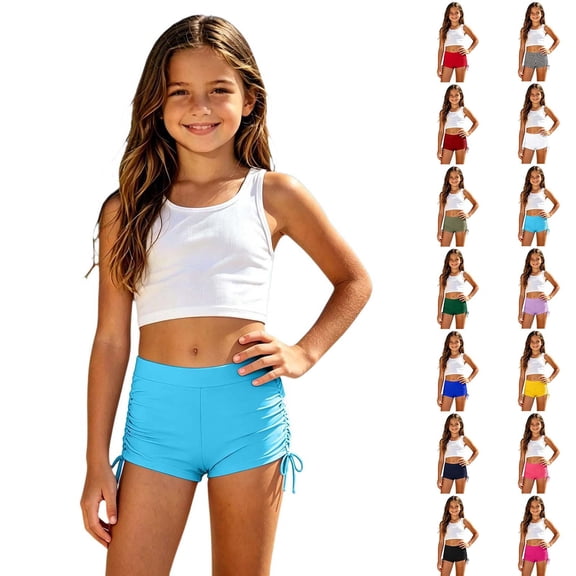 Miaoju Girls Swim Shorts High Waisted Swimsuit Shorts Tummy Control Bathing Suit Bottom Boyshorts