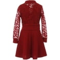 thumbnail image 2 of Little Girl Girls Set Floral Lace Jacket Round Neck Bow Holiday Flower Girl Dress Burgundy 4 JKS 2096, 2 of 5