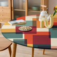 thumbnail image 6 of Geometric Modern Art Colorful Squares Round Table Cover Kitchen Printed Waterproof Tablecloth Elastic Edged Tablecloth Fits Party Wedding Indoor Outdoor Tables, 6 of 8