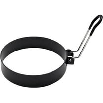Egg Ring Stainless Steel Round Mold Fryer, Anti Scalding Silicone Egg Ring, Non Sticking Circular Egg Frying Mold for Camping Breakfast Sandwich Burger (Black,4 Inch)